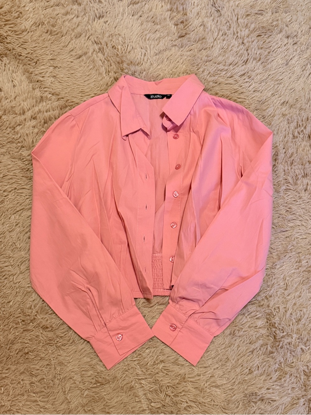 Pink Cropped Button-Down Shirt